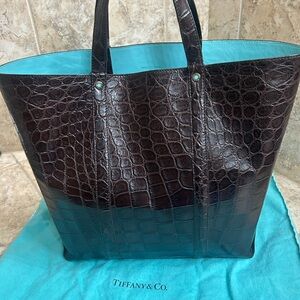 Tiffany & Co. brown Crocodile Madison Tote Bag